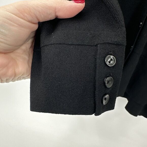 Talbots Sweater Womens Petite 1X Black Cardigan Rayon Knit V-Neck Crop Vintage - Picture 6 of 7